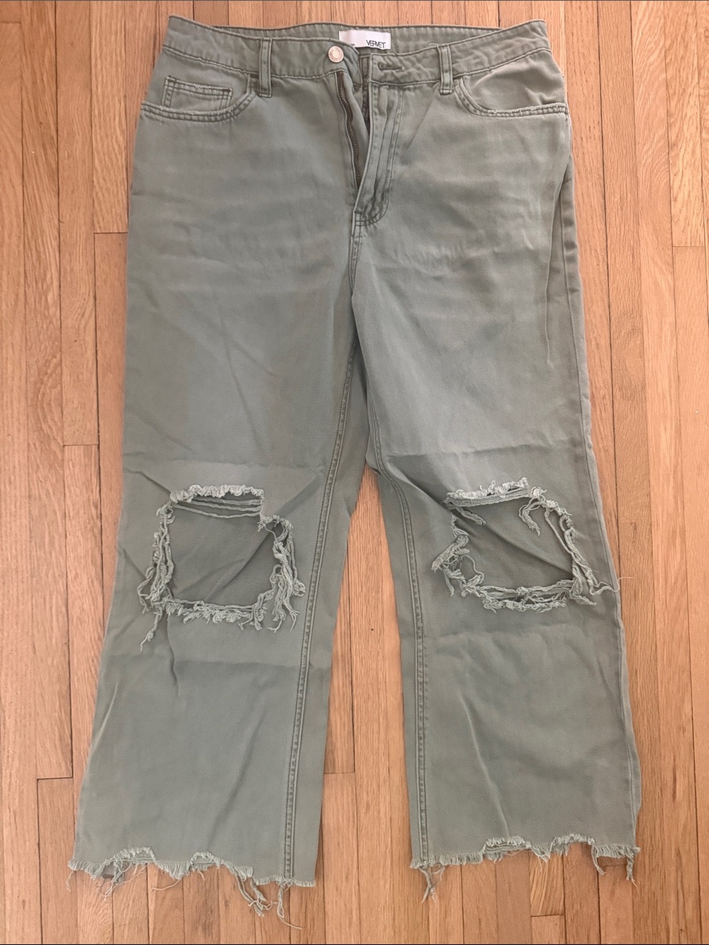 Vervet Olive Green Distressed Women’s Jeans